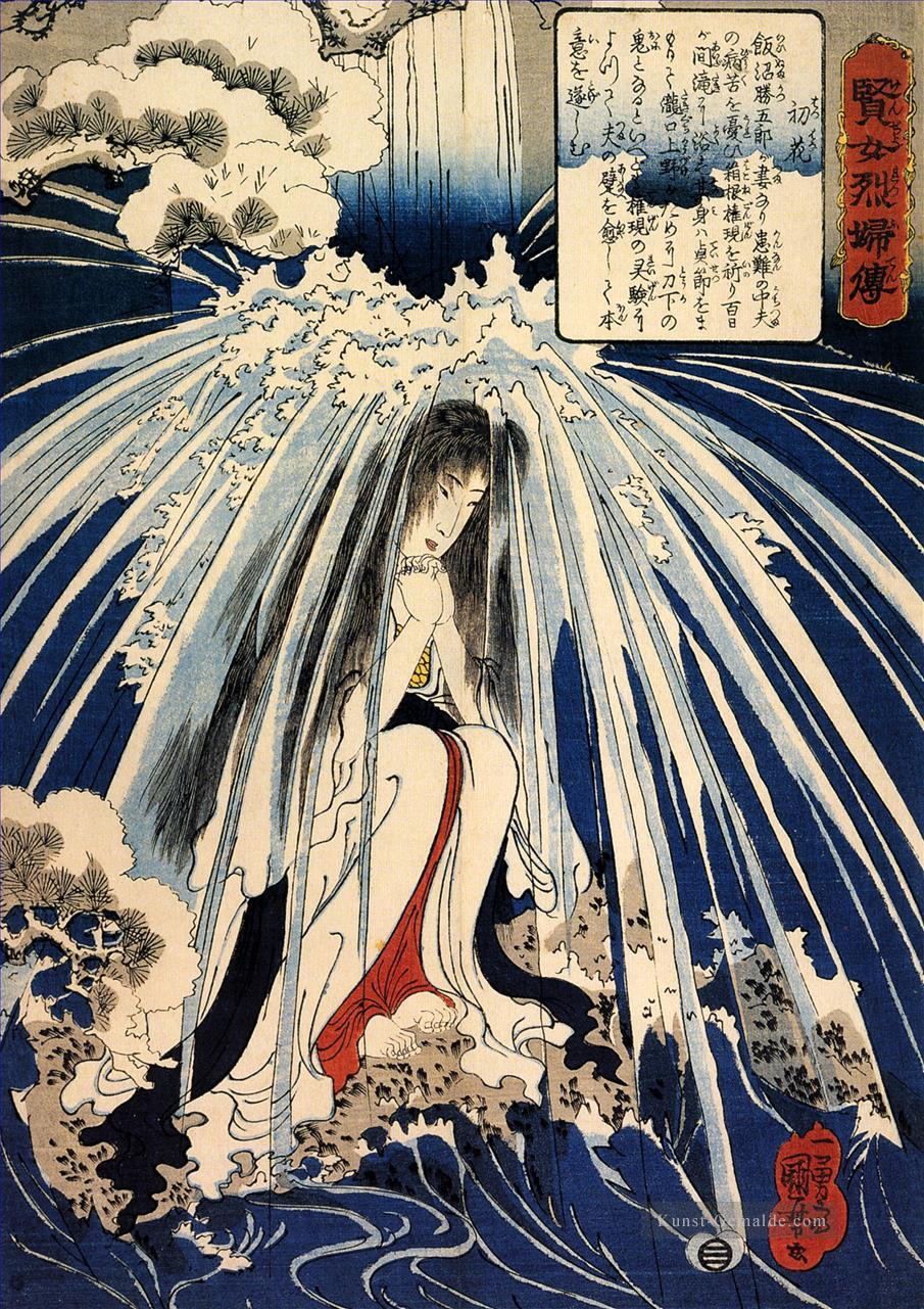 hatsuhana, die Buße tut unter dem tonosawa Wasserfall Utagawa Kuniyoshi Japaner Ölgemälde